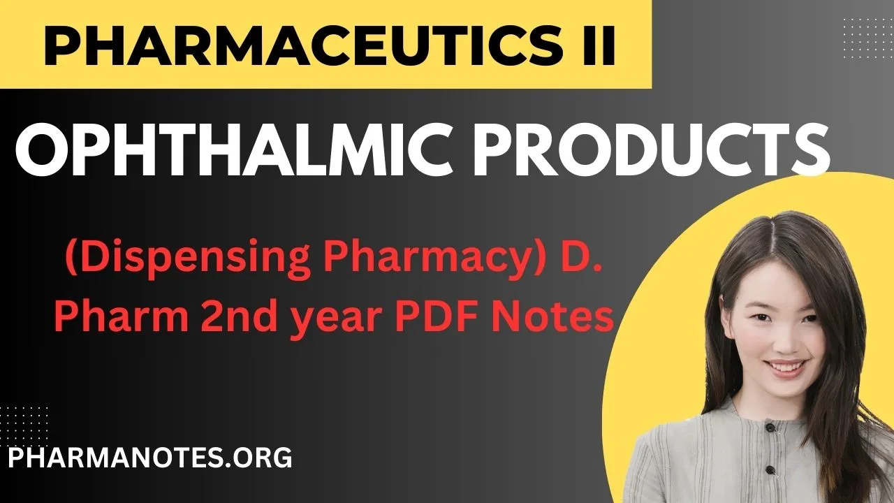 OPHTHALMIC PRODUCTS PHARMACEUTICS II (Dispensing Pharmacy) D. Pharm