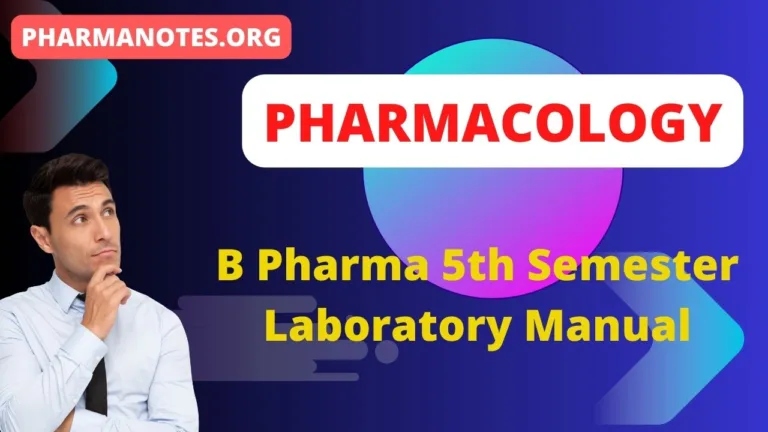 Pharmacology B Pharma 5th Semester Laboratory Manual